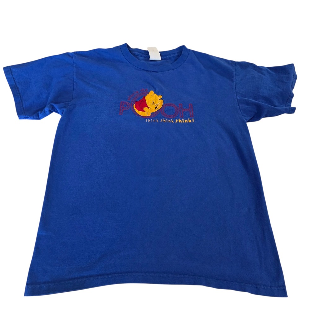 Vintage Disney Winnie The Pooh Graphic T-Shirt Blue M 100% Cotton Short Sleeve